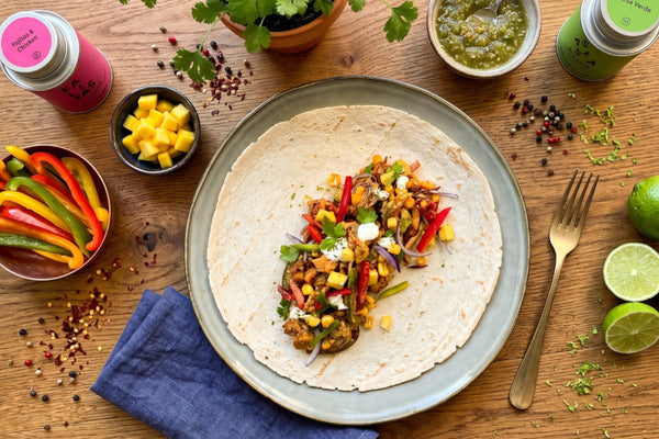 Chicken Fajitas mit Salsa Verde Dressing