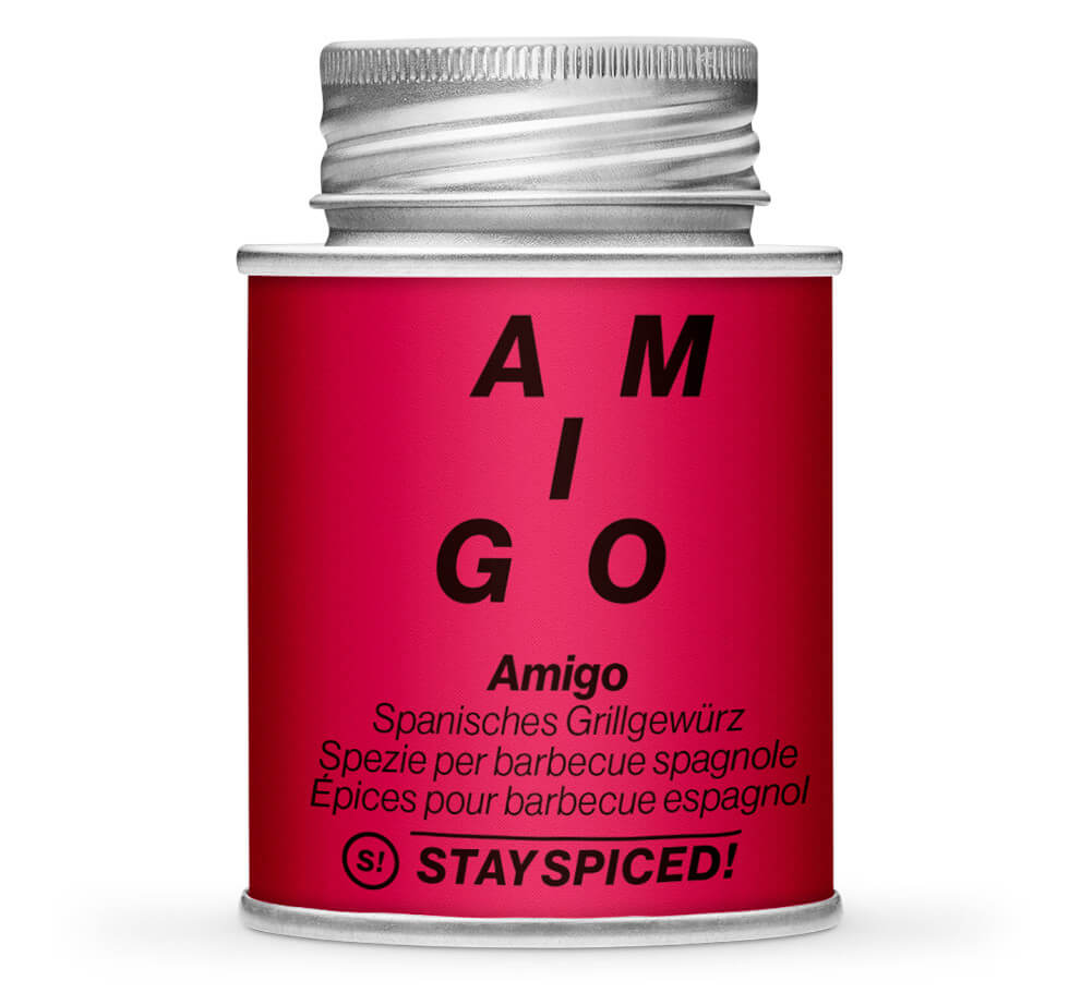 Amigo spanische Gewürzmischung - Geschlossene rote Gewürzdose von STAY SPICED