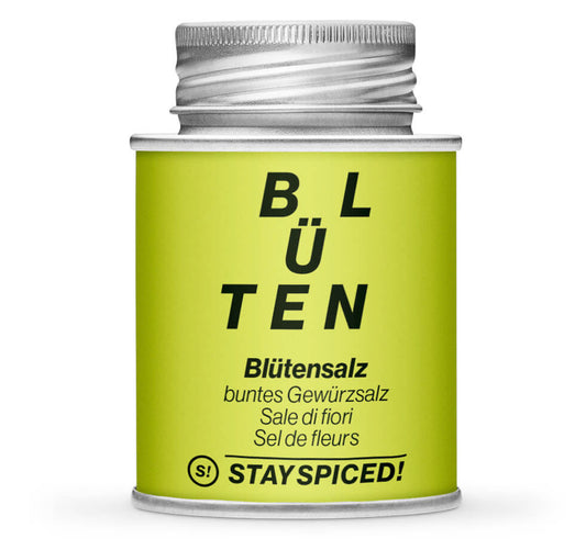 Blütensalz - Geschlossene hellgrüne Gewürzdose von STAY SPICED