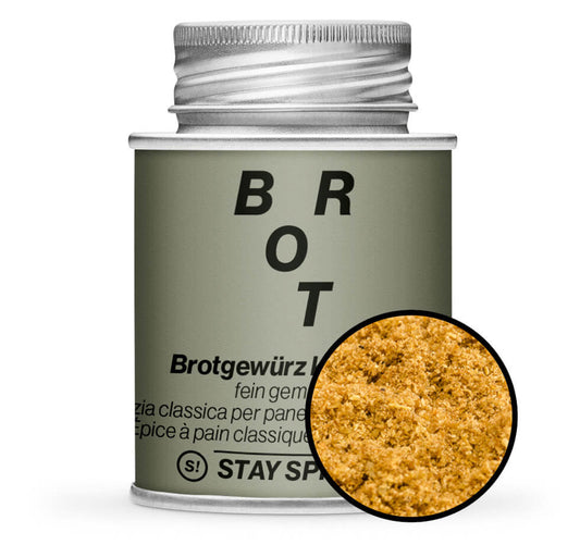 Brotgewürz gemahlen - Graue Gewürzdose mit kleiner runder Gewürz-Vorschau von STAY SPICED! bei Chefkoch-Gewürze