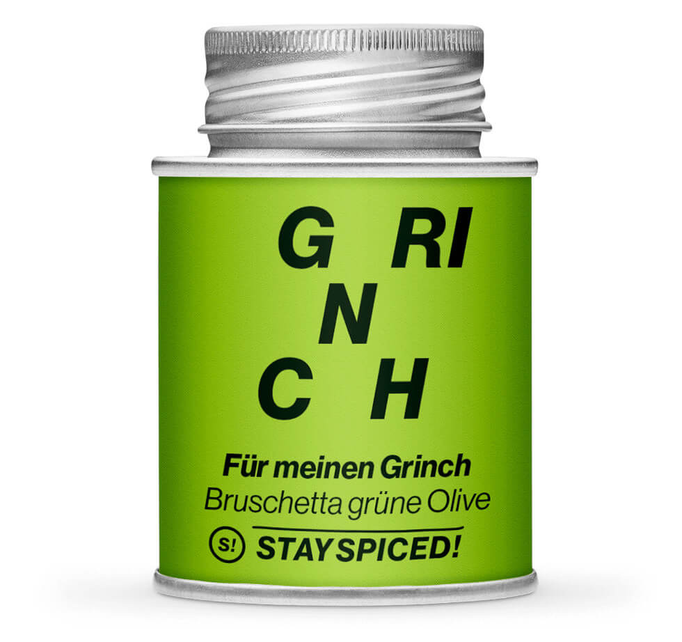 Grinch Bruschetta grüne Olive - Geschlossene Grün Gewürzdose von STAY SPICED