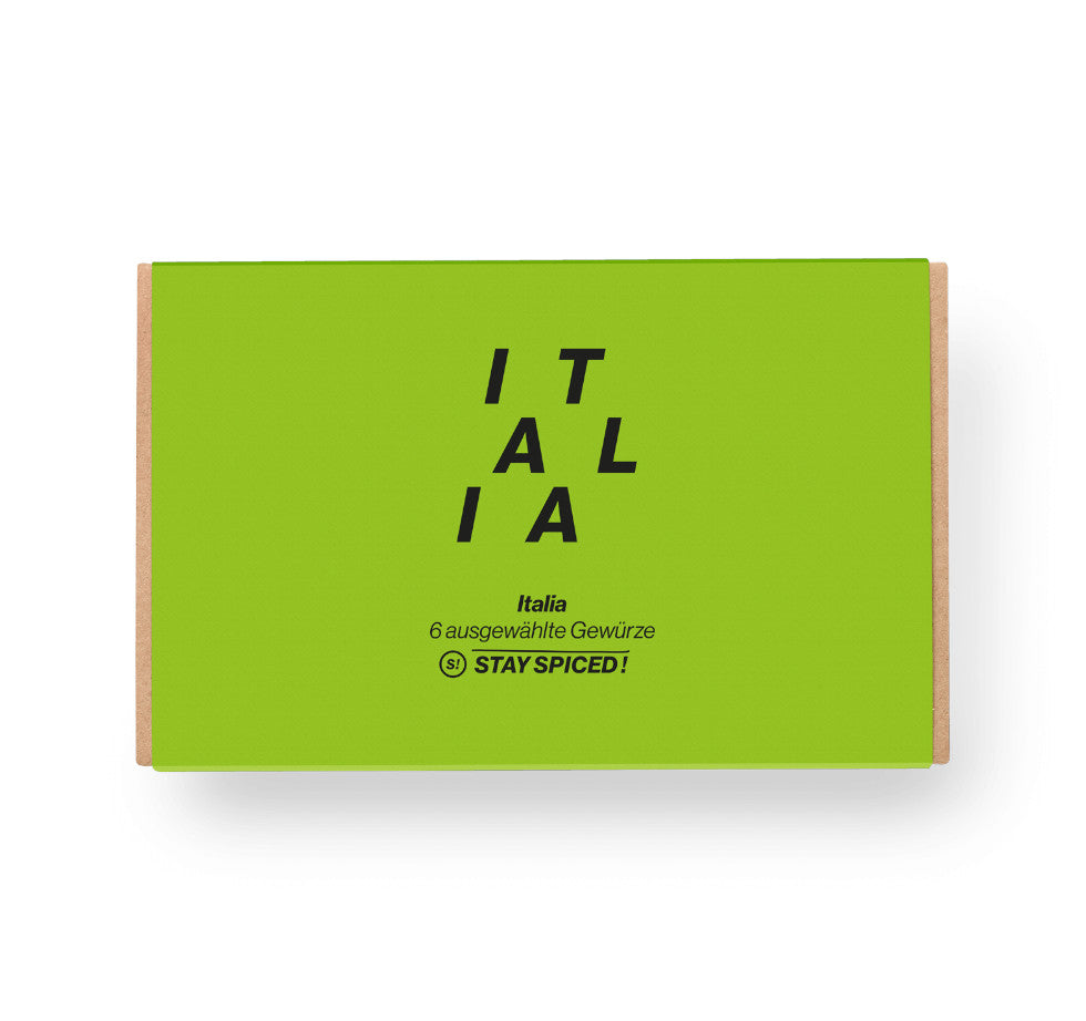 Geschlossene Italia Geschenkbox von STAY SPICED ! als ideales Präsent für Foodies