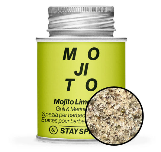 Mojito Lime Taste - Hellgrüne Gewürzdose mit kleiner runder Gewürz-Vorschau von STAY SPICED ! bei Chefkoch-Gewürze