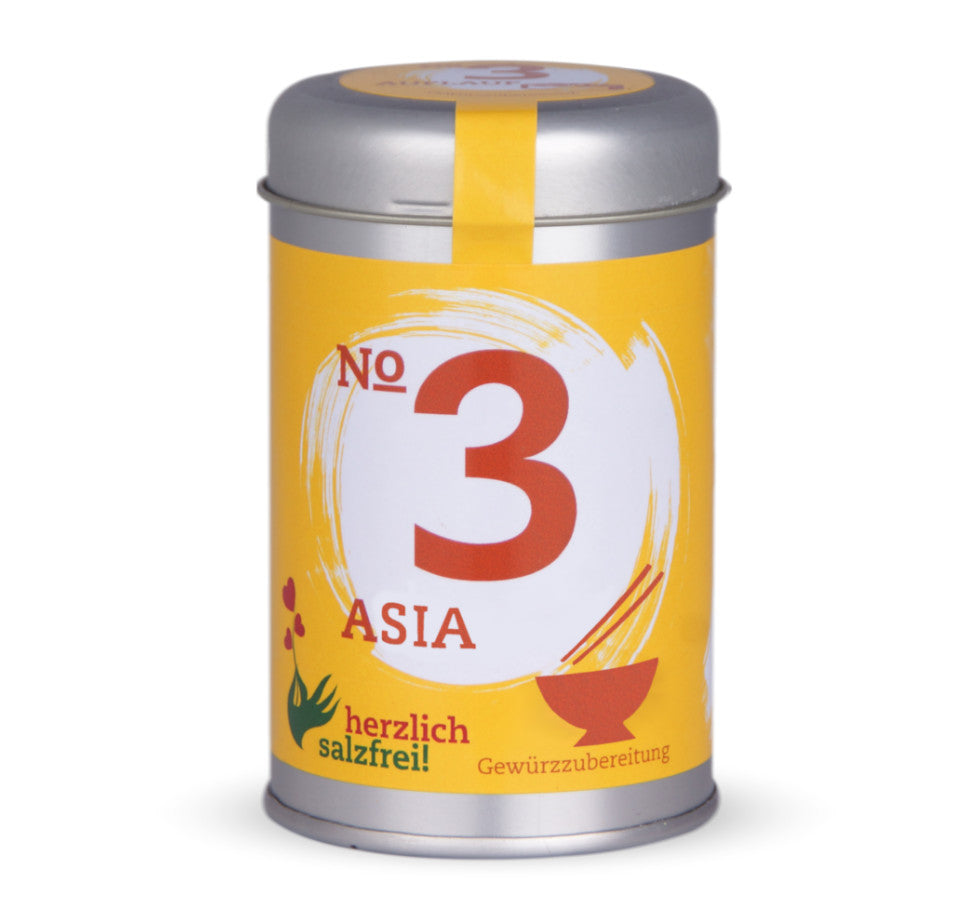 Nr. 3 Asia herzlich salzfrei - Geschlossene gelb-orange Gewürzdose von Chefkoch-Gewürze