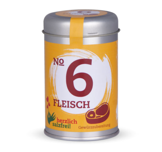 Nr. 6 Fleisch herzlich salzfrei - Geschlossene orange Gewürzdose von Chefkoch-Gewürze