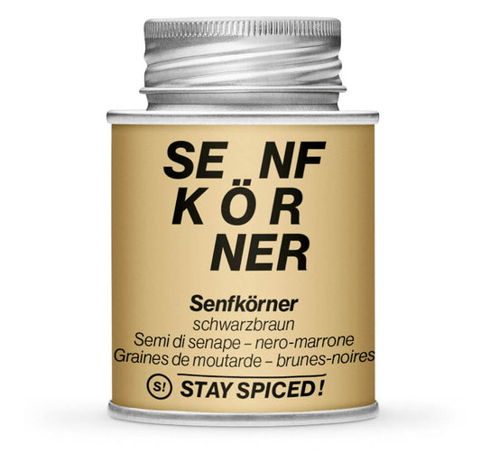 Senfkörner schwarzbraun ganz - Geschlossene Braun Gewürzdose von STAY SPICED!