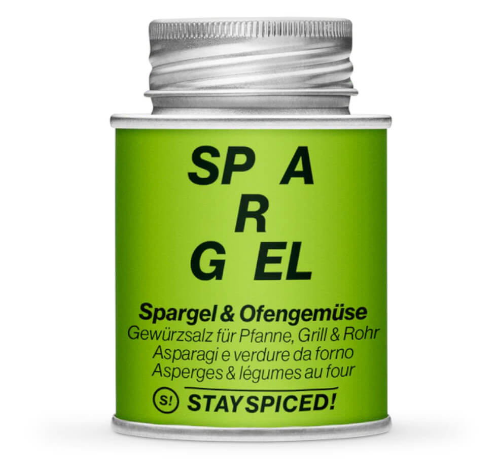 Spargel Spice - Geschlossene hellgrüne Gewürzdose von STAY SPICED!