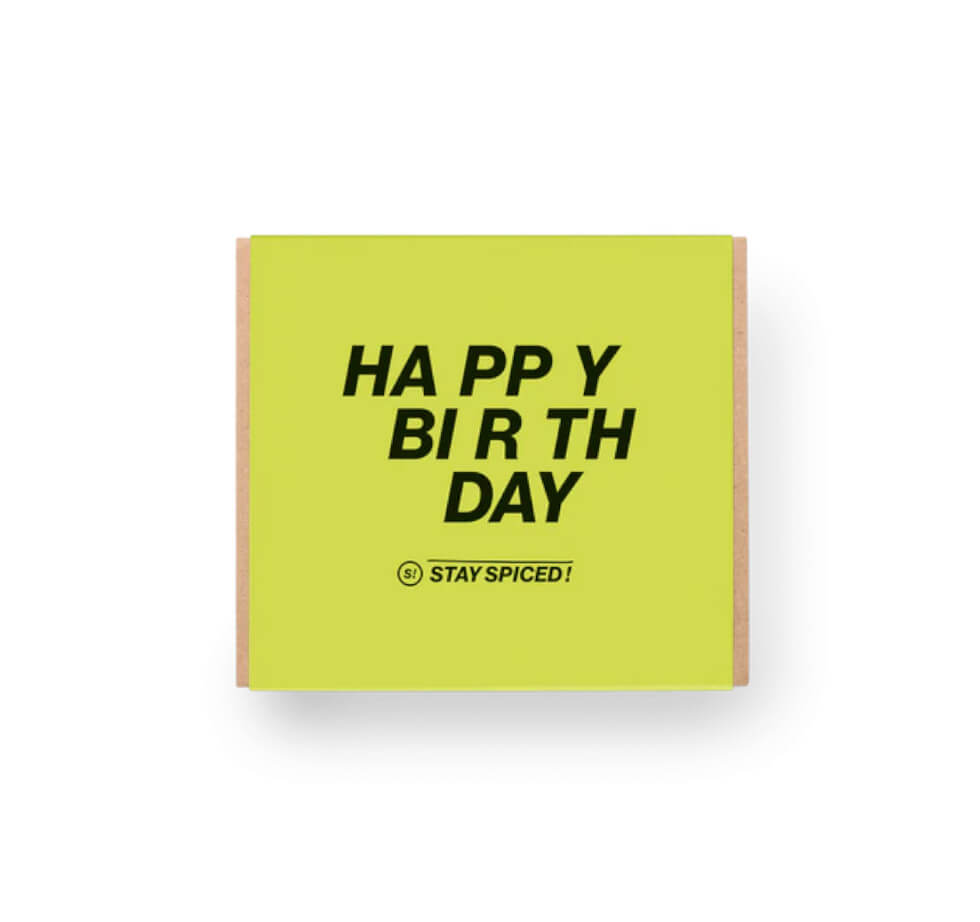 Happy Birthday Gewürzbox Geschenkset für 3 oder 4 Gewürze von Chefkoch-Gewürze (geschlossene Ansicht)