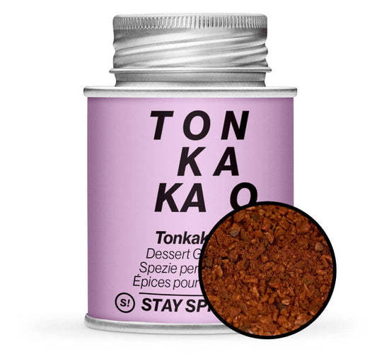 Tonkakao - Pinke Gewürzdose mit kleiner runder Gewürz-Vorschau von STAY SPICED! bei Chefkoch-Gewürze