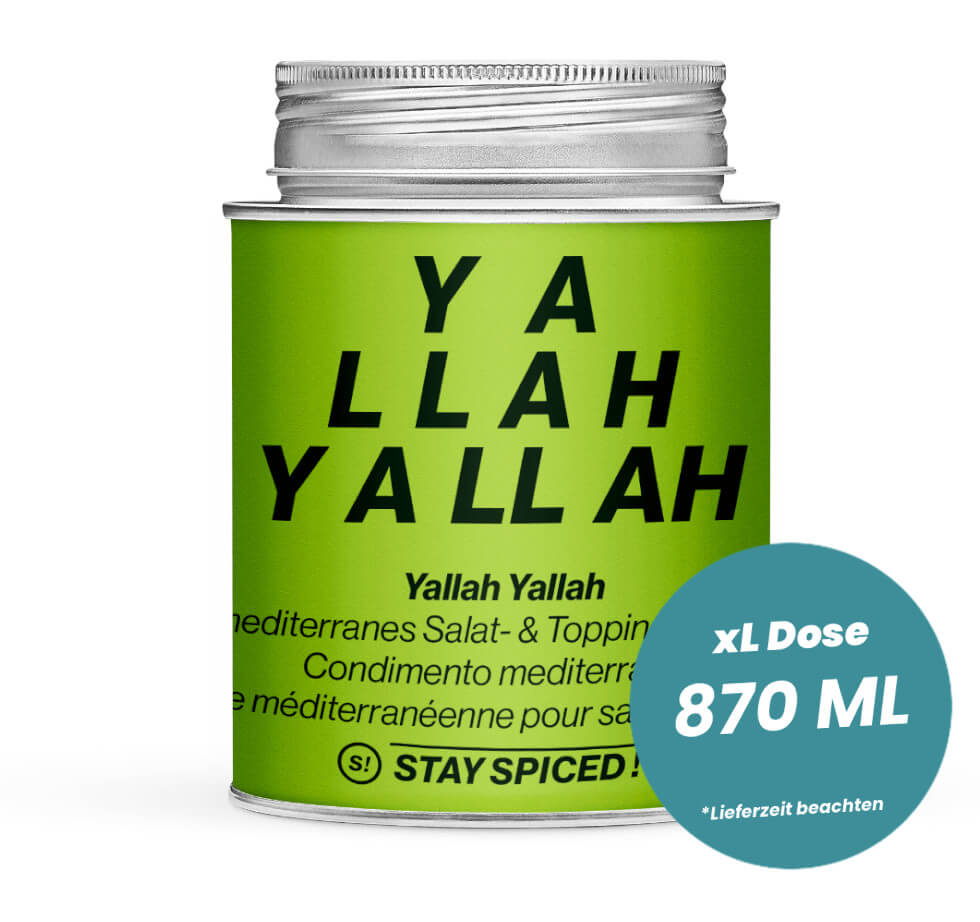 Yallah Yallah, mediterranes Salat- & Topping-Gewürz in der grossen XL-Dose (870ml) von STAY SPICED
