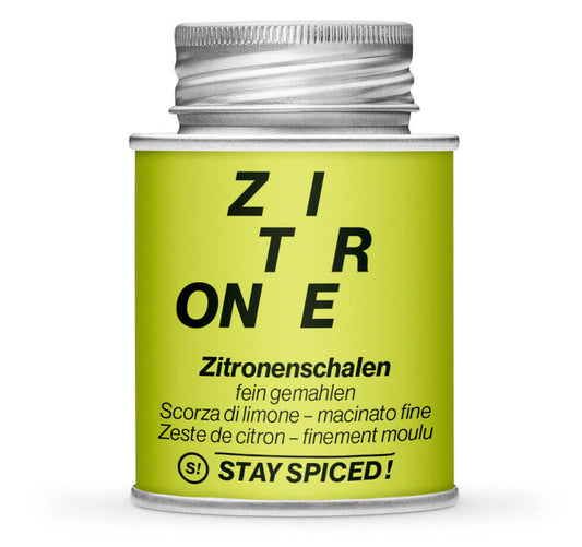 Zitronenschalen fein gemahlen - Geschlossene Gelb Gewürzdose von STAY SPICED!