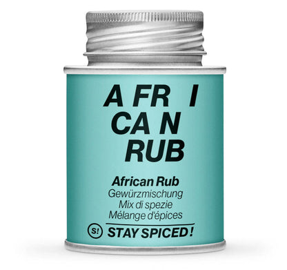 African Rub Gewürzmischung - Geschlossene hellblaue Gewürzdose von STAY SPICED!