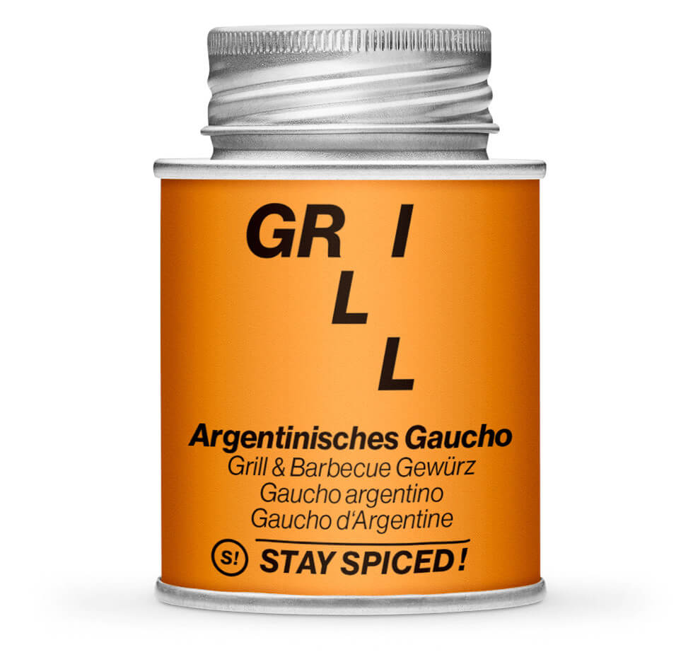 Argentinisches Gaucho Grill & Barbecue Gewürz - Geschlossene orange Gewürzdose von STAY SPICED