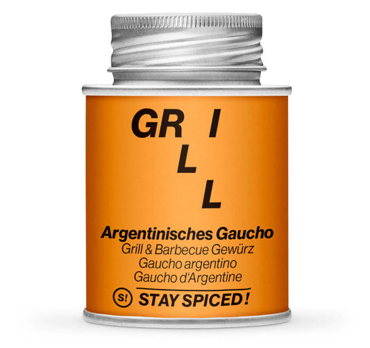 Argentinisches Gaucho Grill & Barbecue Gewürz - Geschlossene orange Gewürzdose von STAY SPICED