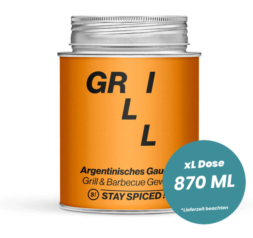 Argentinisches Gaucho Grill & Barbecue Gewürz in der grossen XL-Dose (870ml) von STAY SPICED!