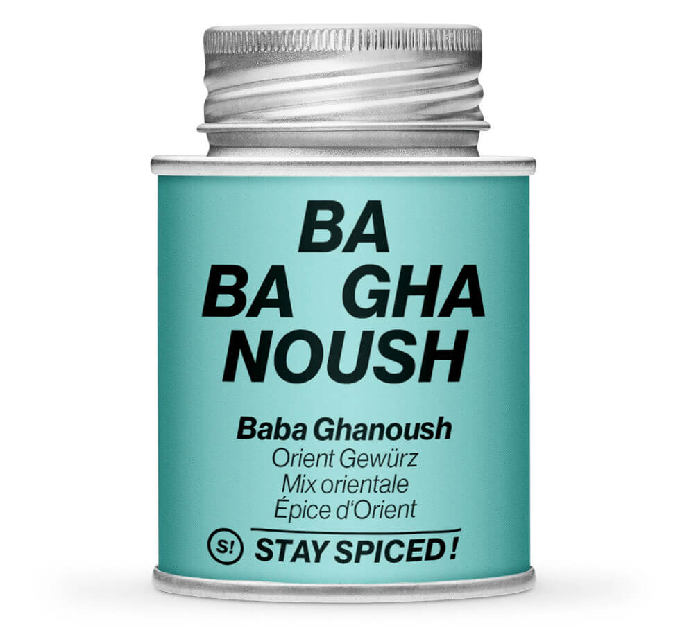 Baba Ghanoush - orientalische Mischung - Geschlossene hellblaue Gewürzdose von STAY SPICED