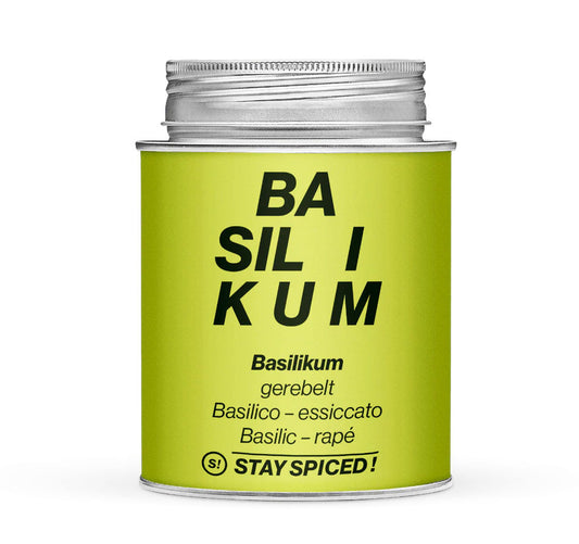Hellgrüne Gewürzdose mit Basilikum gerebelt von STAY SPICED! bei Chefkoch-Gewürze