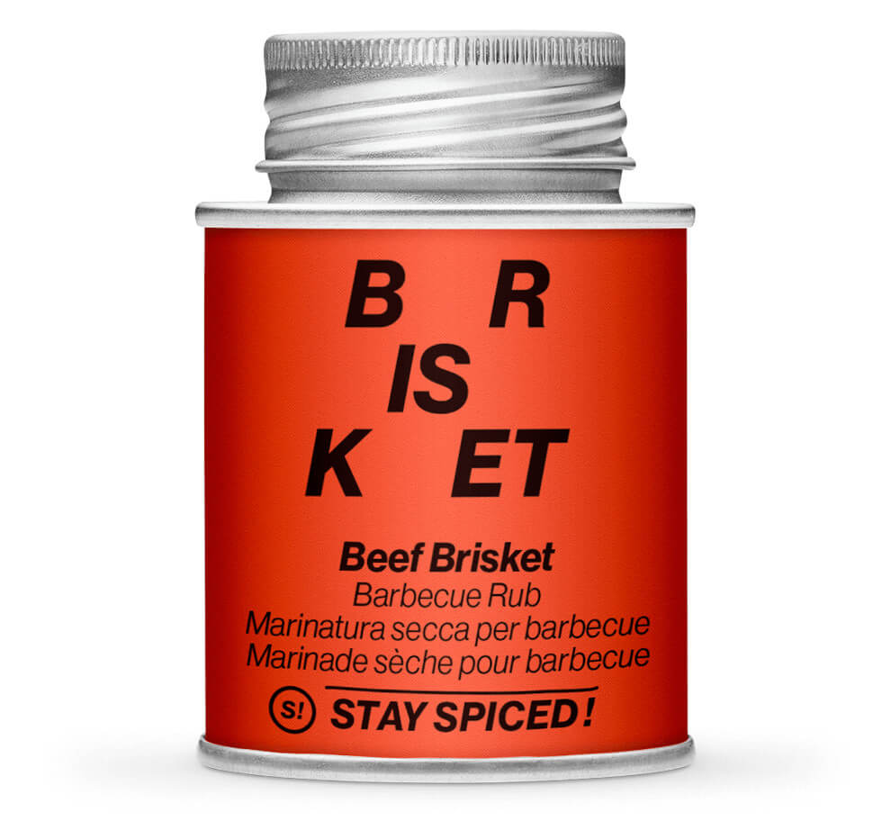 Beef Brisket - Barbecue Rub - Geschlossene rote Gewürzdose von STAY SPICED