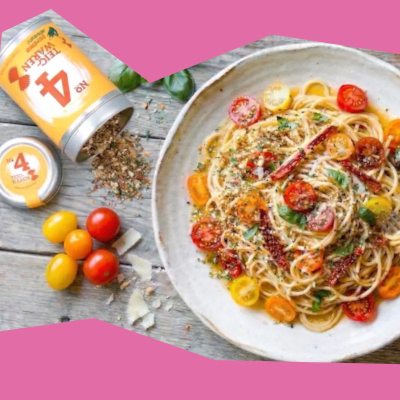 Pasta-Gericht mit naturbelassenen Kräutern verfeinert – 100% salzfreie Gewürze für Deine gesunde Ernährung kaufen.