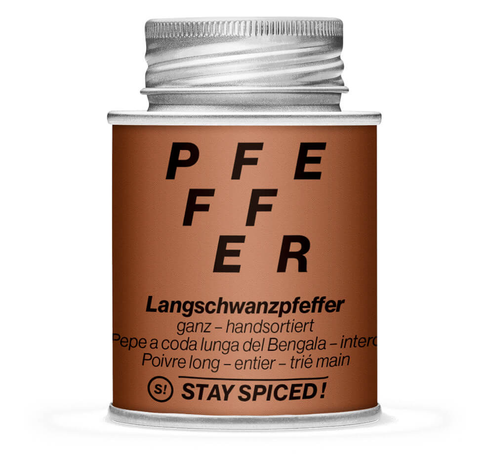 Bengalischer Langschwanzpfeffer ganz - Geschlossene Braun Gewürzdose von STAY SPICED!