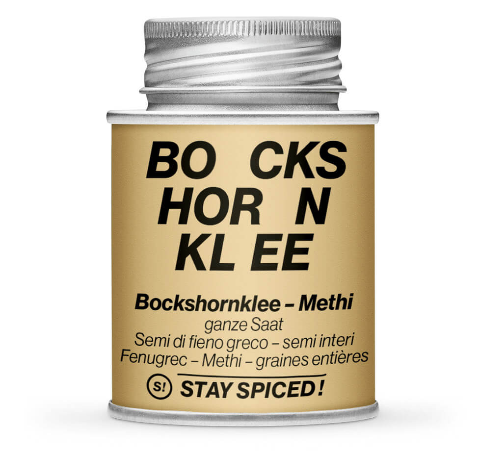 Hellbraune Gewürzdose mit Bockshornkleesamen - Saat ganz von STAY SPICED! bei Chefkoch-Gewürze
