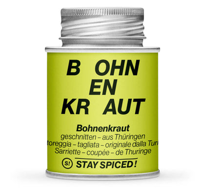 Hellgrüne Gewürzdose mit Bohnenkraut geschnitten - original Thüringer von STAY SPICED! bei Chefkoch-Gewürze