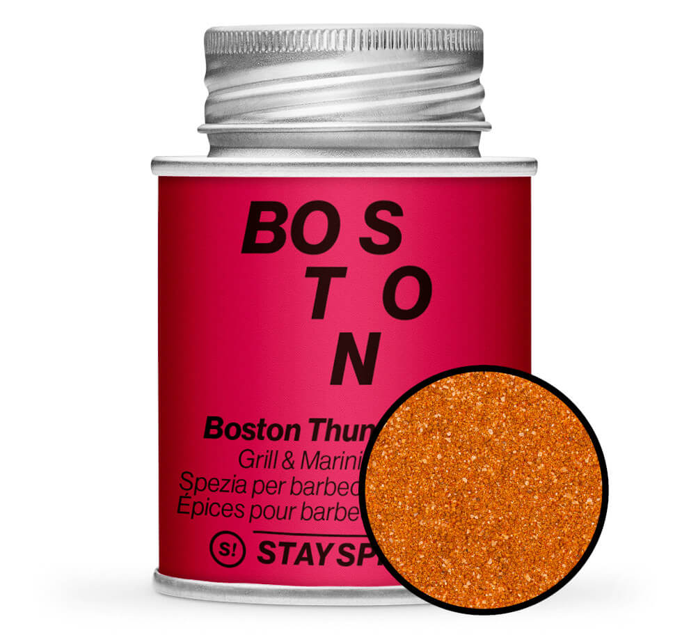 Boston Thunder Dust - Pinke Gewürzdose mit kleiner runder Gewürz-Vorschau von STAY SPICED ! bei Chefkoch-Gewürze