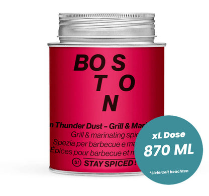Boston Thunder Dust in der grossen XL-Dose (870ml) von STAY SPICED!