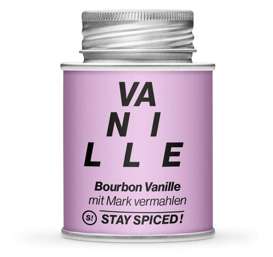 Bourbon Vanille gemahlen Madagaskar - Geschlossene lila Gewürzdose von STAY SPICED