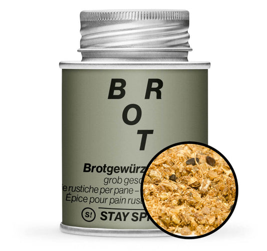 Brotgewürz rustikal - Graue Gewürzdose mit kleiner runder Gewürz-Vorschau von STAY SPICED! bei Chefkoch-Gewürze