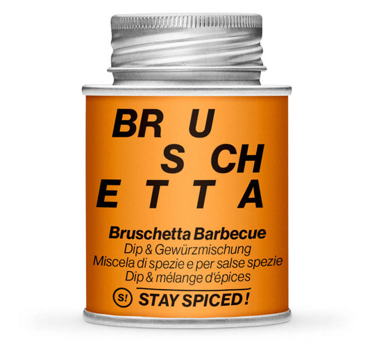 Bruschetta Barbecue Dip & Gewürzmischung - Geschlossene orange Gewürzdose von STAY SPICED