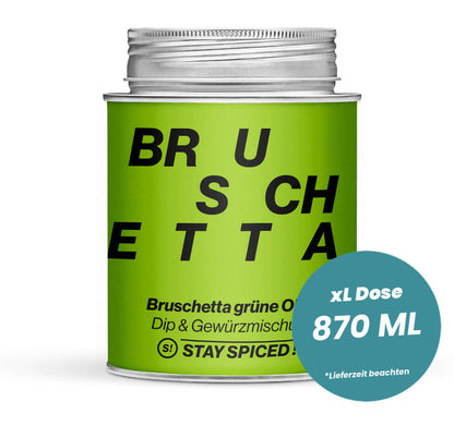 Bruschetta grüne Olive in der grossen XL-Dose (870ml) von STAY SPICED!