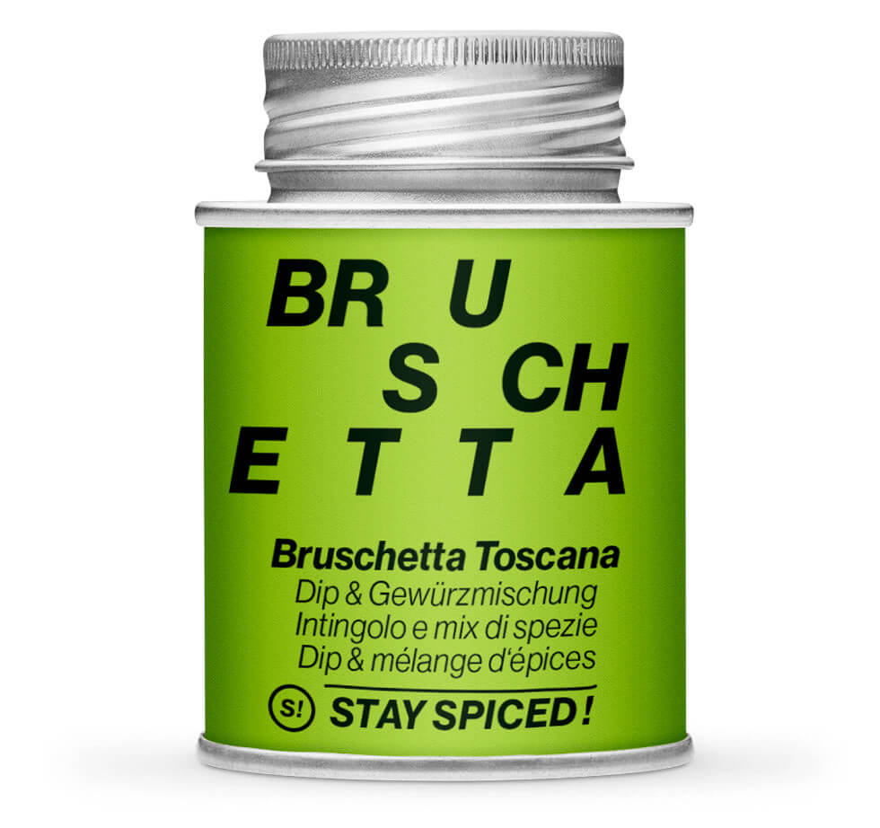 Bruschetta Toscana - Geschlossene hellgrüne Gewürzdose von STAY SPICED!
