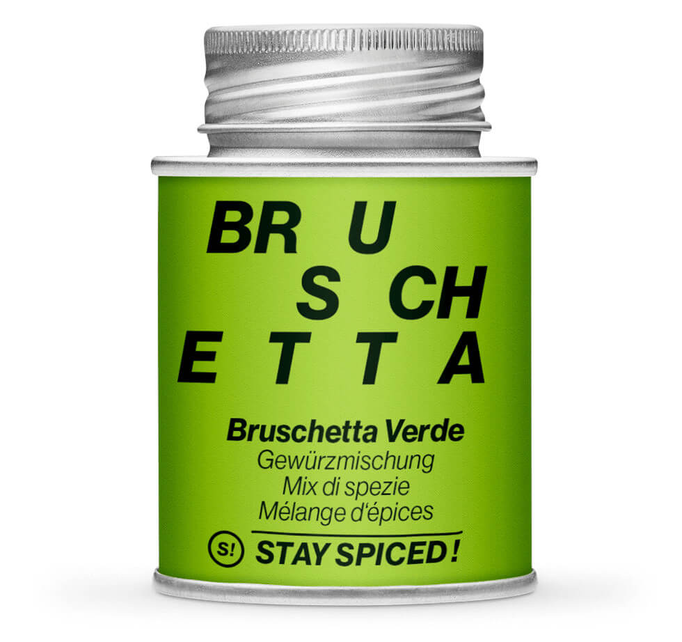 Bruschetta Verde - Geschlossene hellgrüne Gewürzdose von STAY SPICED!.