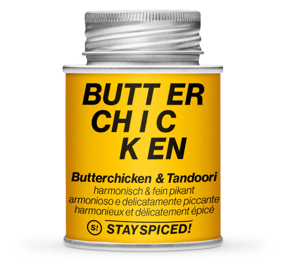 Butter Chicken Gewürz - Geschlossene Gelb Gewürzdose von STAY SPICED!