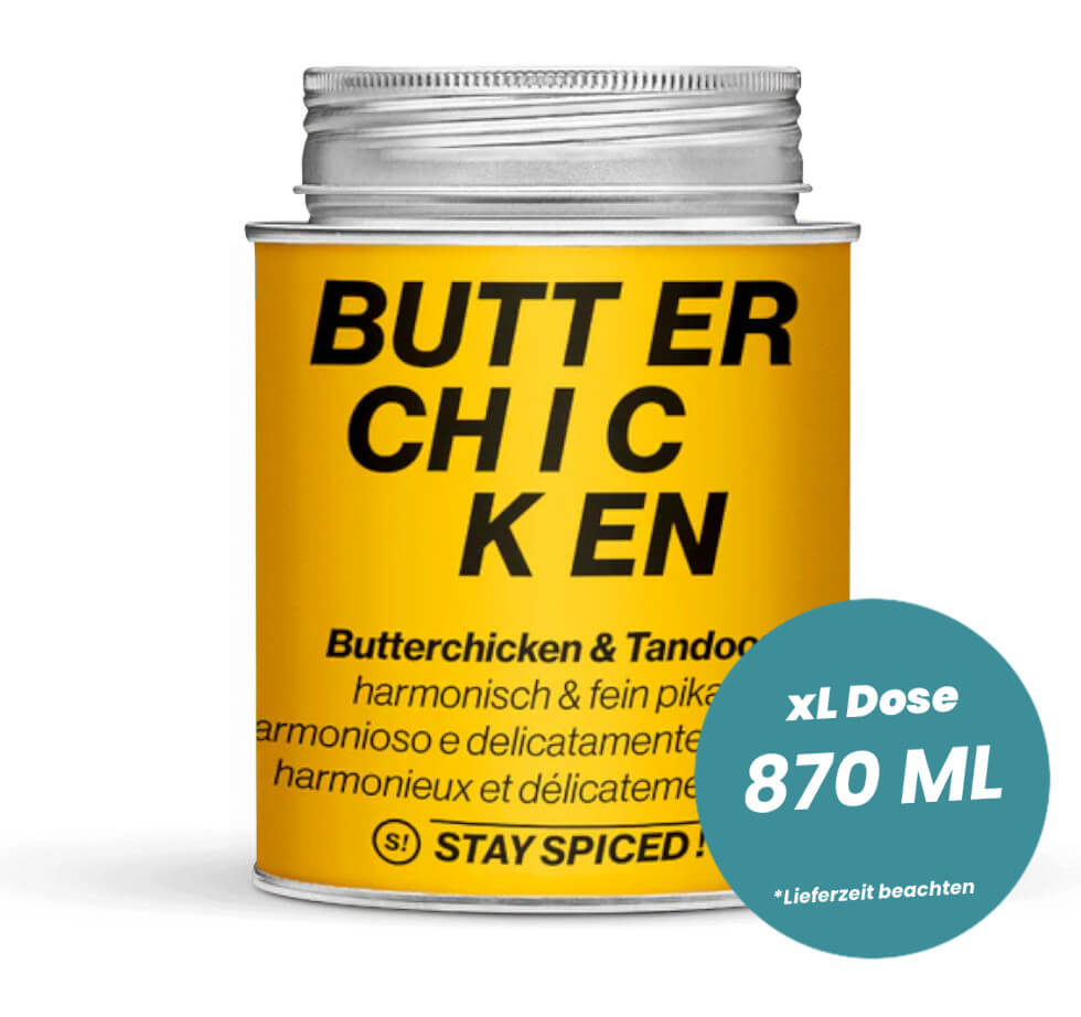 Butter Chicken Gewürz in der grossen XL-Dose (870ml) von STAY SPICED!