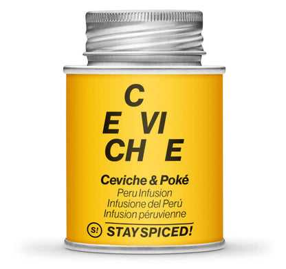 Ceviche & Poké, Peru Infusion - Geschlossene gelbe Gewürzdose von STAY SPICED!