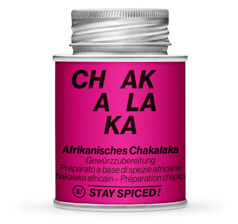 Chakalaka - exotische Gewürzmischung - Geschlossene pinke Gewürzdose von STAY SPICED !