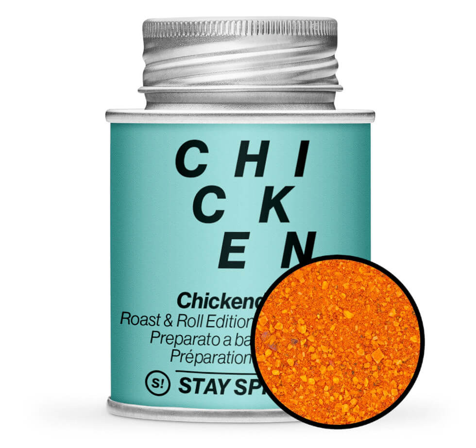 Chickendales Gewürzzubereitung - Hellblaue Gewürzdose mit kleiner runder Gewürz-Vorschau von STAY SPICED ! bei Chefkoch-Gewürze