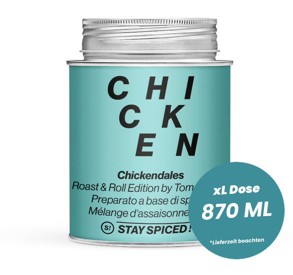 Chickendales Gewürzzubereitung in der grossen XL-Dose (870ml) von STAY SPICED!