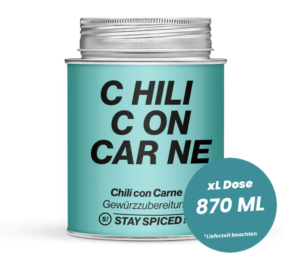 Chili con Carne Gewürzzubereitung in der grossen XL-Dose (870ml) von STAY SPICED