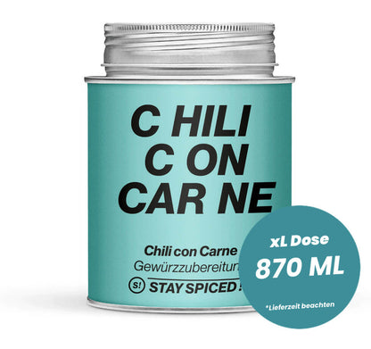 Chili con Carne Gewürzzubereitung in der grossen XL-Dose (870ml) von STAY SPICED