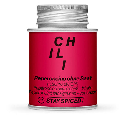 Chili & Peperoncino mild ohne Saat - Geschlossene rote Gewürzdose von STAY SPICED