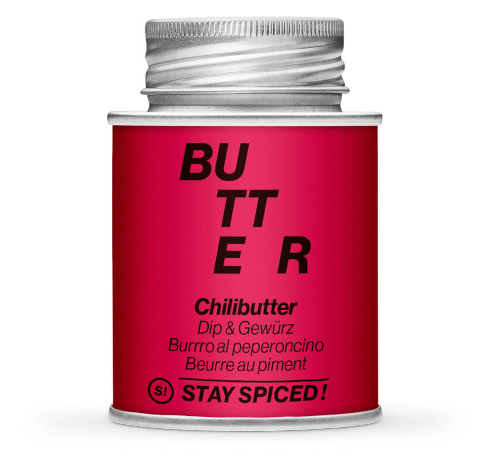 Chilibutter - Dip & Streugewürz - Geschlossene rote Gewürzdose von STAY SPICED