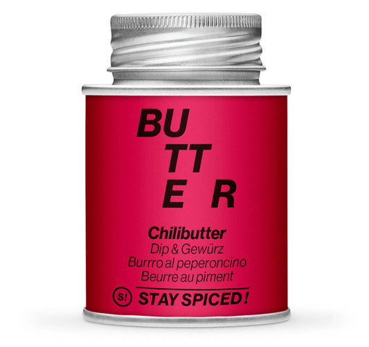 Chilibutter - Dip & Streugewürz - Geschlossene rote Gewürzdose von STAY SPICED