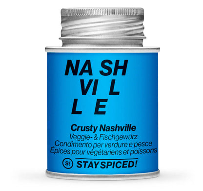 Crusty Nashville Veggie & Fischgewürz - Geschlossene blaue Gewürzdose von STAY SPICED