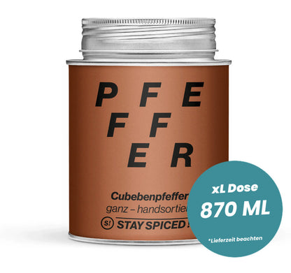 Cubebenpfeffer ganz in der grossen XL-Dose (870ml) von STAY SPICED!