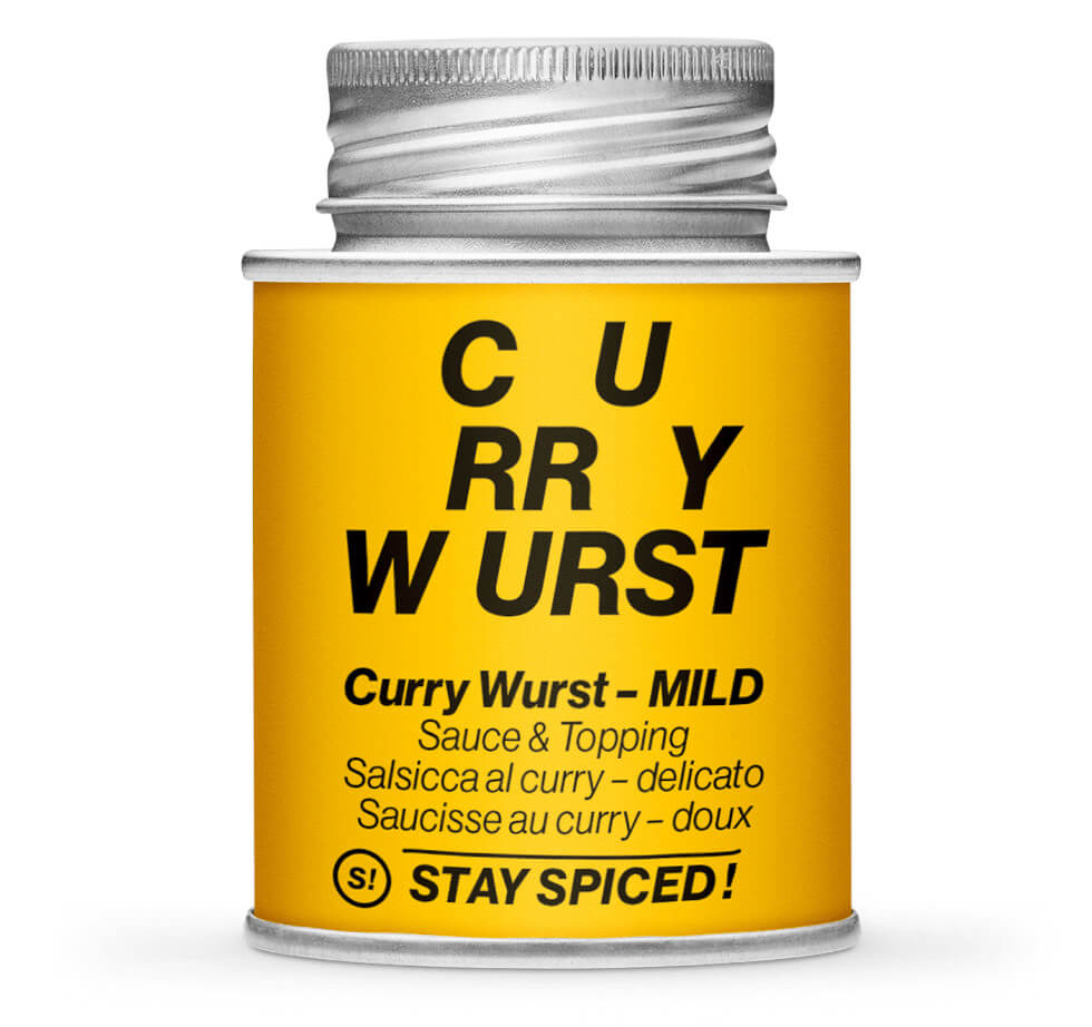 Curry Wurst Gewürzmischung mild - Geschlossene Gelb Gewürzdose von STAY SPICED !