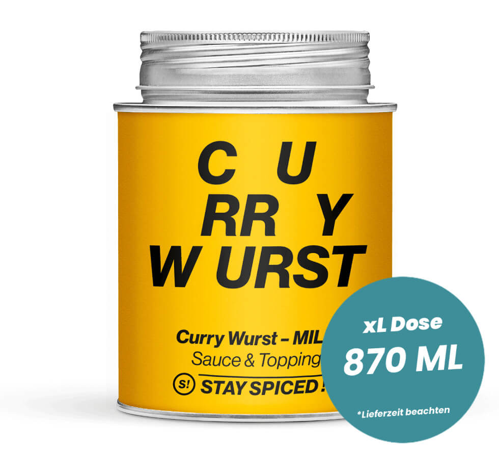 Curry Wurst Gewürzmischung mild in der grossen XL-Dose (870ml) von STAY SPICED!