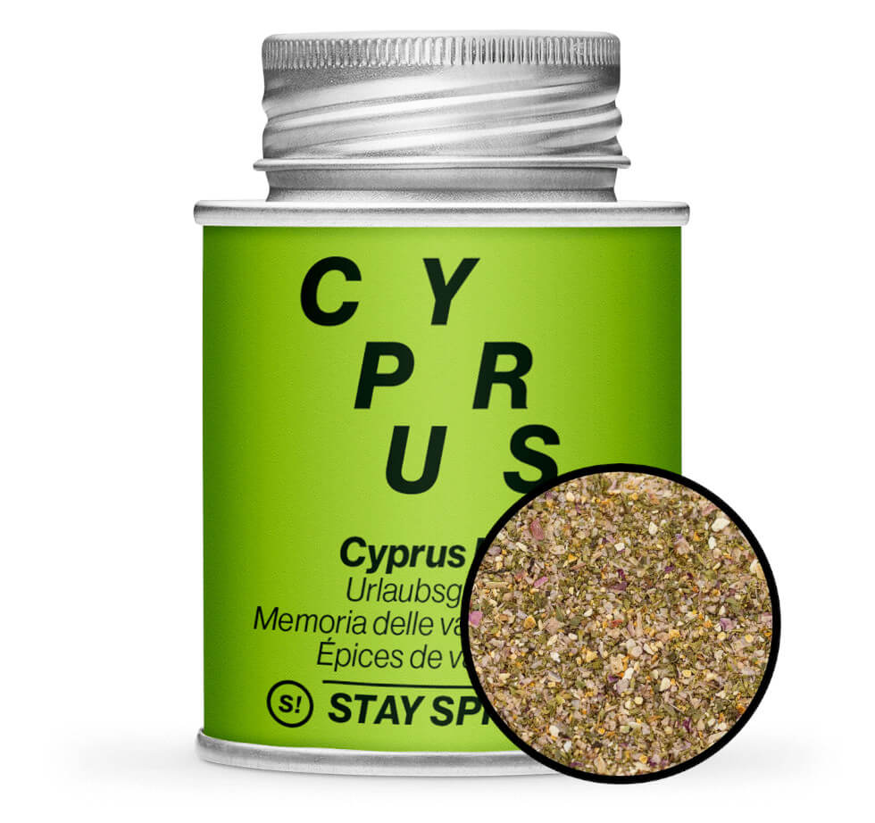 Cyprus Hills Urlaubsgewürz - Hellgrüne Gewürzdose mit kleiner runder Gewürz-Vorschau von STAY SPICED ! bei Chefkoch-Gewürze
